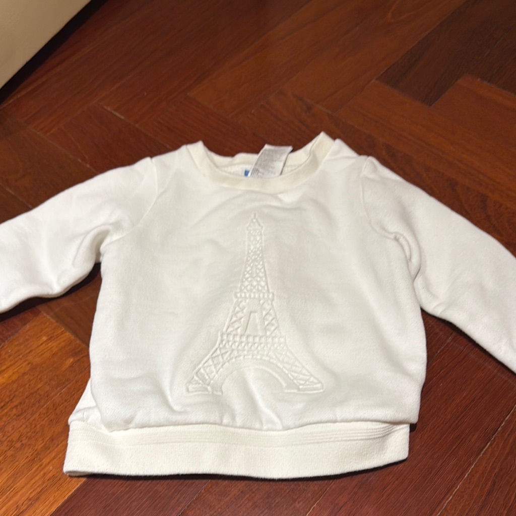 Jacadi Size 3a White Eiffel Tower Kids Sweatshirt